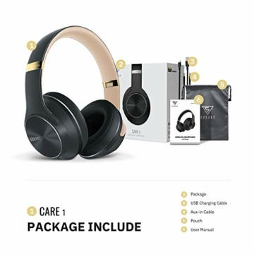 DOQAUS Bluetooth Kopfhörer Over Ear, [Bis zu 52 Std] Kabellose Kopfhörer mit 3 EQ-Modi, HiFi Stereo Faltbare Headset mit Mikrofon, weiche Ohrpolster für iPhone/ipad/Android/Laptops (Asphaltgrau) - 7