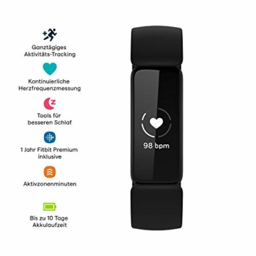 Fitbit Inspire 2 Gesundheits- & Fitness-Tracker mit einer 1-Jahres-Testversion Fitbit Premium, kontinuierlicher Herzfrequenzmessung & bis zu 10 Tagen Akkulaufzeit - 2