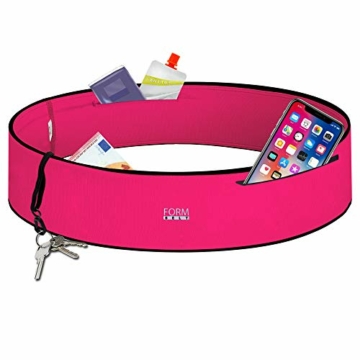 Formbelt® Plus Sport-Bauchtasche mit Reißverschluss, Laufgürtel für Handy Smartphone, elastische Lauftasche iPhone 8 8 Plus X 7 Plus + Samsung Galaxy S-7 S8 Plus Reise-Hüfttasche (pink, S) - 1