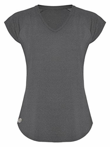 GO HEAVY Damen 2er-Pack Fitness Funktions Sport T-Shirt Laufshirt Kurzarm Schnelltrocknend | Grau/Rosa L - 2