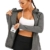 HMILES Damen Laufjacke Sport-Kapuzenjacke mit durchgehendem Reißverschluss Langarm-Trainingsjacke mit Reißverschlusstasche Schwarze Melange L - 2