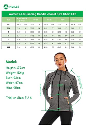 HMILES Damen Laufjacke Sport-Kapuzenjacke mit durchgehendem Reißverschluss Langarm-Trainingsjacke mit Reißverschlusstasche Schwarze Melange L - 7