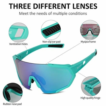 ICOCOPRO Polarisierte Sportbrillen UV400 Fahrradbrille Sonnenbrille, verstellbares Nasenpolster & TR90 Unzerbrechlicher Rahmen für Herren Damen Radfahren Fahren Motorrad Golf - 3