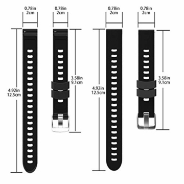 kexinda Sport-Silikon-Uhr-Band-Fitness-Armband-Silikon-Bügel kompatibel mit Garmin/Huawei/Samsung 20mm, schwarz - 6