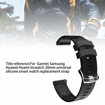 kexinda Sport-Silikon-Uhr-Band-Fitness-Armband-Silikon-Bügel kompatibel mit Garmin/Huawei/Samsung 20mm, schwarz - 7