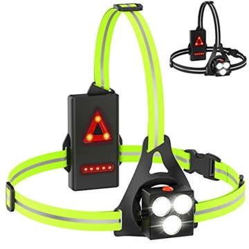 Lauflicht mit Reflektoren,LED Lauflampe Joggen,USB wiederaufladbare brustlampe Laufen,120°Einstellbarer Abstrahlwinkel, Wasserdicht Leichtgewichts, 500 Lumens Running Light für Läufer Joggen Camping - 1