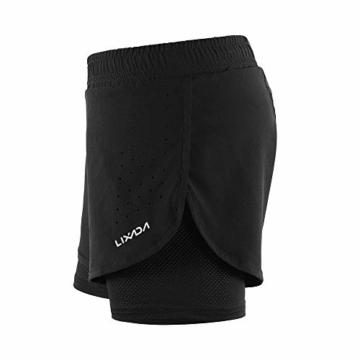 Lixada 2-in-1-Laufhose für Damen Schnell trocknend Atmungsaktiv Aktiv-Training Jogging-Radsport-Shorts mit längerem Innenschuh - 9