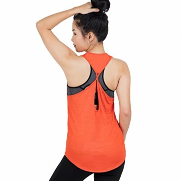 Lofbaz Workout Tops für Damen Yoga Kleidung Damen Sporthemden Gymnastik-Lauftanks Aktive Fitness Sportbekleidung Muskelshirt Orange M - 1