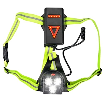 multifun Brustlampe zum Joggen, Lauflicht mit Reflektoren, Wiederaufladbare Lauflampe, 90° Einstellbarer Abstrahlwinkel, 500 Lumen IPX65 Wasserdicht Running Light für Läufer Joggen Camping Biking - 1
