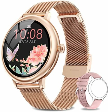 NAIXUES Smartwatch Damen, Fitness Tracker IP67 Wasserdicht, Fitnessuhr mit Aktivitätstracker Pulsuhr Stoppuhr Schlafmonitor Schrittzähler Uhr, Smartwatch für Android iOS Handy - 1