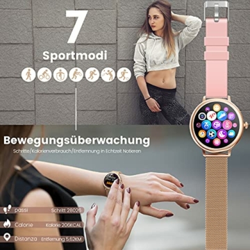 NAIXUES Smartwatch Damen, Fitness Tracker IP67 Wasserdicht, Fitnessuhr mit Aktivitätstracker Pulsuhr Stoppuhr Schlafmonitor Schrittzähler Uhr, Smartwatch für Android iOS Handy - 5