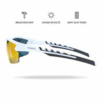 NAKED Optics Sports Sunglasses (RUSH Halfframe White/Lens Red) - 3