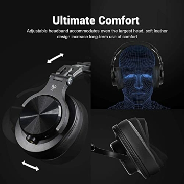 OneOdio Bluetooth Kopfhörer Over Ear Geschlossene HiFi Studiokopfhörer mit Share Port, kabellose 40Stdn Headphone kabelgebundeneDJ-Kopfhörer für E-Drum Piano Gitarre AMP Recording und Monitoring - 4