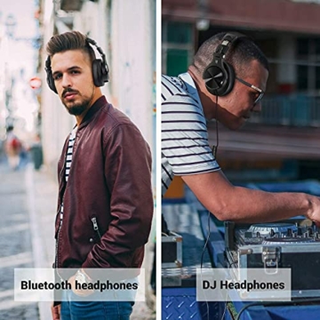 OneOdio Bluetooth Kopfhörer Over Ear Geschlossene HiFi Studiokopfhörer mit Share Port, kabellose 40Stdn Headphone kabelgebundeneDJ-Kopfhörer für E-Drum Piano Gitarre AMP Recording und Monitoring - 6