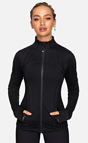 QUEENIEKE Damen Sport definieren Jacke Slim Fit Cottony-Soft Handfeel Farbe Schwarz Größe M（8/10 - 2