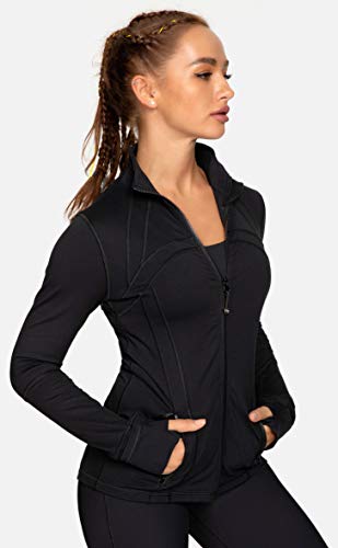 QUEENIEKE Damen Sport definieren Jacke Slim Fit Cottony-Soft Handfeel Farbe Schwarz Größe M（8/10 - 4