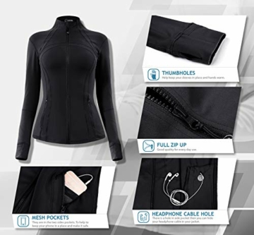 QUEENIEKE Damen Sport definieren Jacke Slim Fit Cottony-Soft Handfeel Farbe Schwarz Größe M（8/10 - 6