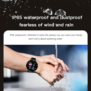 RRunzfon Smart Uhrenarmband Fitness-Uhr wasserdichte Tracker Smart Watch D18 Smart Clock Runde Herzfrequenz MaÃŸ für Männer Frauen Kinder Schwarz für Zuhause Elektronik - 3