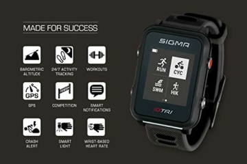 Sigma Sport iD.TRI GPS Triathlon-Uhr mit Trainings- und Wettkampffeatures, Navigation, Smart Notifications, leicht und wasserdicht, inkl. Fahrradhalterung - 4