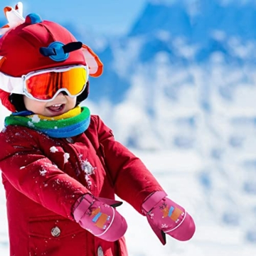 Skihandschuhe Kinder 3-12 Jahre Handschuhe mit Dinosaurier Kinderhandschuhe Laufhandschuhe Thermohandschuhe Wasserdicht Winddicht Warme Winterhandschuhe für Skifahren Snowboarding Spielen Laufen - 4