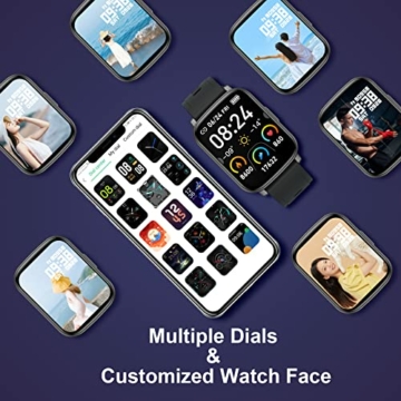 Smartwatch, 1,69 Zoll Touchscreen Smart Watch für Damen Herren Armbanduhr mit Fitnessuhr Pulsuhr Schlafmonitor IP68 Wasserdicht Sportuhr Schrittzähler Uhr Fitness Tracke mit Uhren für iOS und Android - 7
