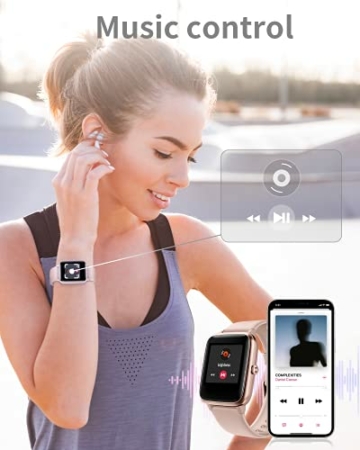 Smartwatch Damen,1,3'' Full-Touchscreen Fitness Tracker 5ATM Wasserdicht Fitness Armbanduhr mit Herzfrequenz Schlafmonitor Schrittzähler Kalorien Musiksteuerung Stoppuhr Smart Watch - 7