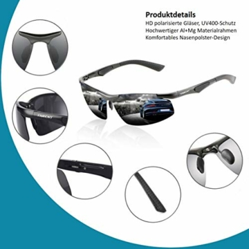 Tarent Sonnenbrille Herren polarisiert mit Hochwertiger Al+Mg Metallrahmen, Fahrradbrille Sportbrille Fahrer Brille für Wandern Motorradfahren Golfen und Fischen - 3