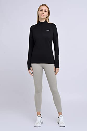 TCA Winter Run Damen Thermo Laufshirt mit kurzem Reißverschluss - Funktionsshirt Langarm - Black (Schwarz), M - 5