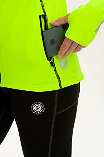time to run Thermo-Laufjacke mit Frontreißverschluss Tasches und Kapuze für Damen XL Limonengrün - 4