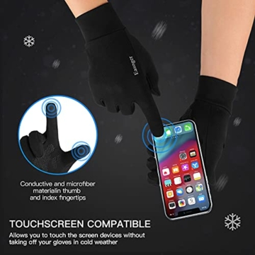 Touchscreen Handschuhe, Easoger Laufhandschuhe Damen Herren, Anti-Rutsch & Reflektierendes Logo, Winterhandschuhe Handschuhfutter für Laufen, Wandern, Fahren - 2