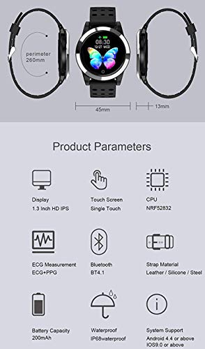 WEINANA Smart Watch PPG Herzfrequenz Fitness Tracker Blutdruckuhr IP68 Wasserdichtes Smart Armband(Color:D.) - 8