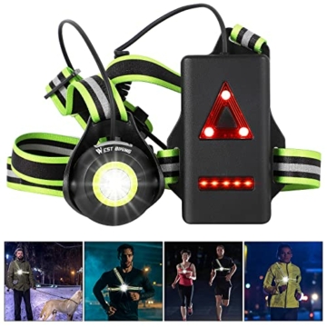 WESTGIRL Lauflicht, 90 ° Einstellbarer Abstrahlwinkel 500 Lumen, wiederaufladbares USB wasserdicht Lauflampe Sicherheitslicht, Leichtgewichtige Sport lauf Lichter zum Joggen, Wandern, Camping, Angeln - 1