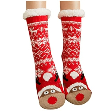 Woohooens Winter 1 Paar Damen Warme Pantoffel Socken Fuzzy Socken Fleece Rutschfeste Pantoffel Socken Plüs schohr Socken Super Weiche Warme Socken - 3