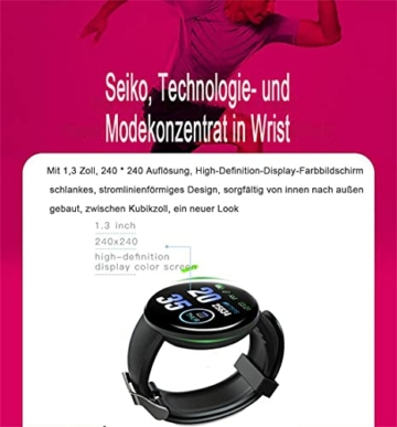 YUECI Herren Damen Smartwatch Schlafüberwachung Fitness Tracker Armband Fitness Armbanduhr Sportuhren Voller Touch Screen Wasserdicht Bluetooth Smart Watch mit Pulsuhr und Blutsauerstoffsättigung - 5