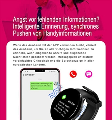 YUECI Herren Damen Smartwatch Schlafüberwachung Fitness Tracker Armband Fitness Armbanduhr Sportuhren Voller Touch Screen Wasserdicht Bluetooth Smart Watch mit Pulsuhr und Blutsauerstoffsättigung - 7