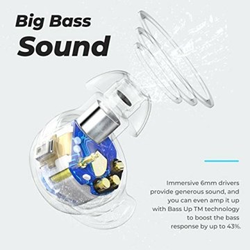 Bluetooth Kopfhörer, Tribit 100 Std. Spielzeit USB-C Ladebox Schnellladung Bluetooth 5.0 IPX8 Wasserdicht Touch Sensoren in-Ear Deep Bass Eingebautes Mic Kopfhörer Kabellos, FlyBuds 3 - 4