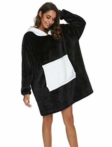 LATH.PIN Panda Decken-Hoodie Damen Flanell mit Kapuze Pullover Decke Sweatshirt Unisex Kapuzenpullis Übergroße - 2