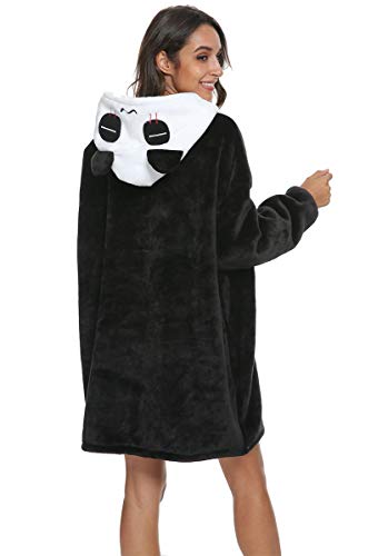 LATH.PIN Panda Decken-Hoodie Damen Flanell mit Kapuze Pullover Decke Sweatshirt Unisex Kapuzenpullis Übergroße - 3