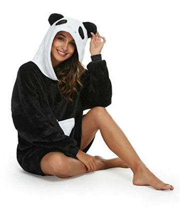 LATH.PIN Panda Decken-Hoodie Damen Flanell mit Kapuze Pullover Decke Sweatshirt Unisex Kapuzenpullis Übergroße - 5