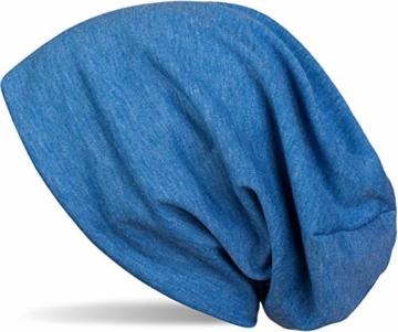 styleBREAKER Klassische Slouch Beanie Mütze, leicht und weich, Longbeanie, Unisex 04024018, Farbe:Blau meliert - 1