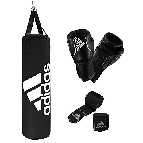 adidas Unisex – Erwachsene Boxing Kit Boxset, Schwarz, Boxsack: 80cm Handschuhe: 10oz - 1