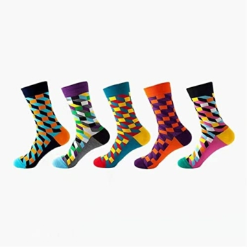 Herren Lange Tube Baumwollsocken Business Casual Baumwollsocken Happy Socken Kleidung (5 Paare/Charge) Keine Geschenkbox (Color : 1, Size : US 7.5-12 EUR 40-46) - 1
