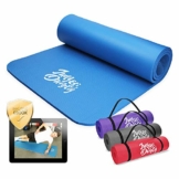 Jung & Durstig Original Yogamatte mit Tragegurt | Gymnastikmatte inklusive Übungen | Sportmatte mit Ebook Workout | Fitnessmatte rutschfest | 180 x 60 x 1 cm | Blau - 1