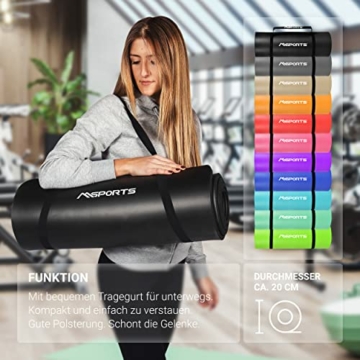 MSPORTS Gymnastikmatte Premium inkl. Tragegurt + Übungsposter + Workout App I Hautfreundliche Fitnessmatte 190 x 60 x 1,5 cm - Anthrazit - Phthalatfreie Yogamatte - 4