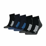 PUMA Unisex-Adult BWT Cushioned Quarter (5 Pack) Socks, Blue/Black, 43/46 (5er Pack) - 1
