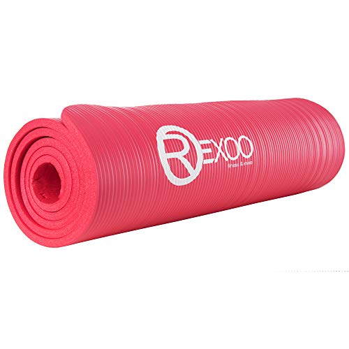 REXOO Pilates Yogamatte Fitnessmatte Gymnastikmatte Sportmatte Matte, Größe: 183cm x 61cm x 1cm, Farbe: Rot - 4