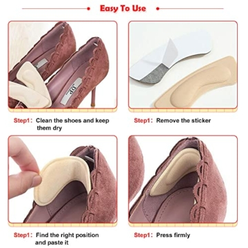 8 Paar Fersenpolster für zu große Schuhe , symagal selbstklebende Fersenhalter Ferse Pads Schuheinlagen Fersengriff verhindert Reibung Fußpflege Fersenschutz - 6