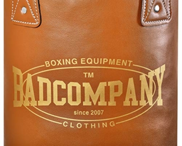 Bad Company Retro Boxsack I Punching Bag ungefüllt inkl. Heavy Duty Vierpunkt-Stahlkette - 120 x 35 cm - 5
