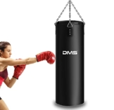 DMS® Boxsack gefüllt 25 kg 105cm mit Halterung Sandsack Stahlkette Box Sack für Kampfsportarten Kickboxen Boxtraining Jugendlichen und Erwachsenen 105 x 28cm Schwarz 4-Punkt-Kettenaufhängung BOS-25 - 1