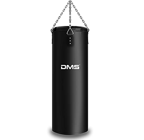 DMS® Boxsack gefüllt 25 kg 105cm mit Halterung Sandsack Stahlkette Box Sack für Kampfsportarten Kickboxen Boxtraining Jugendlichen und Erwachsenen 105 x 28cm Schwarz 4-Punkt-Kettenaufhängung BOS-25 - 6